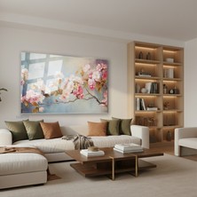 Tablonhazır Yatay Cam Tablo Salon Duvar Tablosu Yatay Cam Pembegulagac Yeni Ev Hediyesi Ofis Tablosu