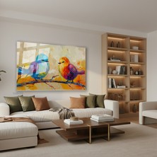 Tablonhazır Yatay Cam Tablo Salon Duvar Tablosu Yatay Cam Renklikuslar Yeni Ev Hediyesi Ofis Tablosu