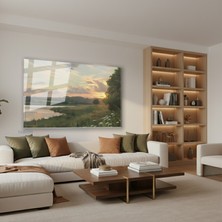 Tablonhazır Yatay Cam Tablo Salon Duvar Tablosu Yatay Cam Vintagegolmanzarasi Yeni Ev Hediyesi Ofis Tablosu