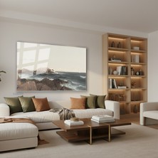 Tablonhazır Yatay Cam Tablo Salon Duvar Tablosu Yatay Cam Kayalıklarvedeniz Yeni Ev Hediyesi Ofis Tablosu