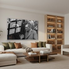Tablonhazır Yatay Cam Tablo Salon Duvar Tablosu Yatay Cam Halk ve Ataturk Yeni Ev Hediyesi Ofis Tablosu