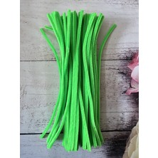 Zedhobi 10 Adet Z41 Neon Yeşil Şönil 30 cm Tüylü Peluş Tel Çiçek Yapımına Okul Öncesi Anaokuluna Uygun