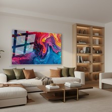 Tablonhazır Yatay Cam Tablo Salon Duvar Tablosu Yatay Cam Soyut Renkler Karisim Yeni Ev Hediyesi Ofis Tablosu