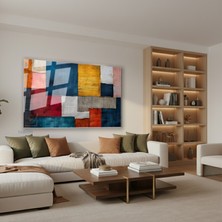 Tablonhazır Yatay Cam Tablo Salon Duvar Tablosu Yatay Cam Renkkareleri2 Yeni Ev Hediyesi Ofis Tablosu