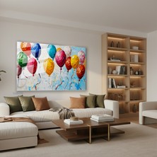 Tablonhazır Yatay Cam Tablo Salon Duvar Tablosu Yatay Cam Renklibalonlar Yeni Ev Hediyesi Ofis Tablosu