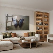 Tablonhazır Yatay Cam Tablo Salon Duvar Tablosu Yatay Cam Mavisiyahkelebek Yeni Ev Hediyesi Ofis Tablosu