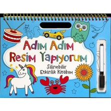 Net Çocuk Yayınları Adım Adım Resim Yapıyorum - Mavi Kapak - Silinebilir Etkinlik Kitabım + 3 Kitap Set