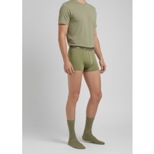 Balkonda Erkek Askeri Fanila, Boxer ve Çorap Takım Haki Yeşil 12'li Ekonomik Paket Pamuk Cotton