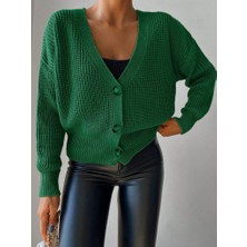 Deridün Yıldız Shoes Kadın Uzun Kollu Düğme Detay Triko Hırka