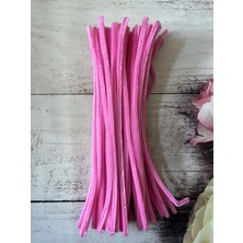 Zedhobi 10 Adet Z10 Şeker Pembe Şönil 30 cm Tüylü Peluş Tel Çiçek Yapımına Okul Öncesi Anaokuluna Uygun