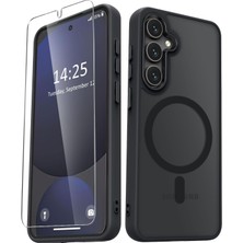 Kip GSM Samsung Galaxy A55 Uyumlu Ekran Koruyuculu Kılıf Magsafe Sarj Destekli Kamera Çıkıntılı Mat Kapak
