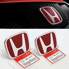 Honda Civic Uyumlu Panjur ve Bagaj Logosu Arması Kırmızı Takım 2li Set 1992 / 2001
