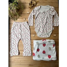 Mammaso 3'lü Kutulu Çilek Set - Kız Bebek Yenidoğan Hediye Seti