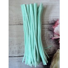 Zedhobi 25 Adet Z37 Su Yeşili Şönil 30 cm Tüylü Peluş Tel Çiçek Yapımına Okul Öncesi Anaokuluna Uygun