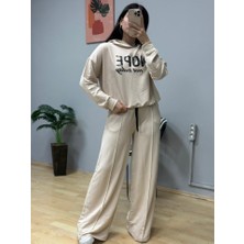 Deridün Yıldız Shoes Kadın Uzun Kollu Nope Baskılı Beli Ribanalı Ikili Takım