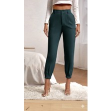 Deridün Yıldız Shoes Kadın Yüksek Bel Cepli Paçası Lastikli Ithal Krep Pantolon