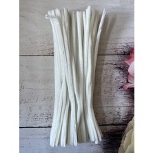 Zedhobi 10 Adet Z43 Kırık Beyaz Şönil 30 cm Tüylü Peluş Tel Çiçek Yapımına Okul Öncesi Anaokuluna Uygun