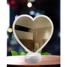 Özbience Kalp Şeklinde Sihirli Ayna Resim Çerçevesi Işıklı Dekoratif Ölçekli