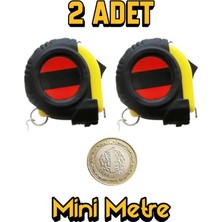 Iki Adet Mini Şerit Metre Anahtarlık, Cep Boy, Pratik ve Şık Tasarım