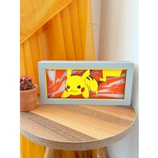 Özbience 3D Pikachu Anime Işıklı Tablo, Renkli Dekorasyon, Hediye Alternatifi