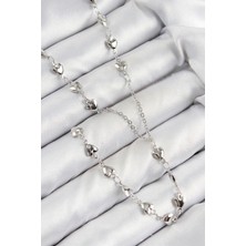 Dktt Pirinç Zirkon Taşlı Kalp Model Gümüş Renk Y Kolye - TJ-BKO10456