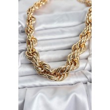 Stillove Pirinç Gold Renk Sarmal Halat Model Kadın Kolye