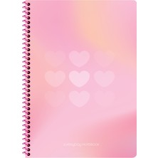 Keskin Color Keskin A4 Çizgili Karton Kapak Spiralli Pastel Kalp Defter - Beyaz Kalp