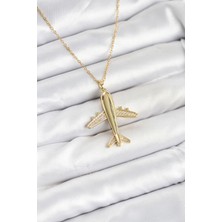 Stillove 316L Çelik Zincir Gold Renk Uçak Model Kadın Kolye