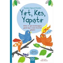 1001 Çiçek Kitaplar Yırt, Kes, Yapıştır: Küçüklere Eğlenceli Etkinlikler + Labirent Kitabı + Seç Karıştır - Meslekler (Ciltli) + 4 Kitap Set