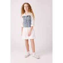 Jena by Miniks Jena Denim Parçalı Elbise - Mavi