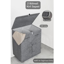 Özbience Katlanabilir Çok Amaçlı Keçe ve Deri Çamaşır Sepeti 53X33X60 cm