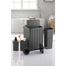 Özbience Şık 4 Parça Banyo Seti: Çöp Kovası, Tuvalet Fırçası, Sabunluk, Diş Fırçalık