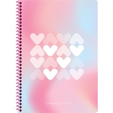 Keskin Color Keskin A4 Çizgili Karton Kapak Spiralli Pastel Kalp Defter - Karışık Renkler