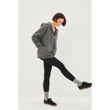 Allyco Kapüşonlu Uzun Kollu Regular Örme Simli Sweatshirt