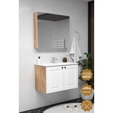 Teta Home Aldera 65 cm Mdf Gövde Membran Kapak Banyo Dolabı Seti