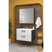 Teta Home Havana 80 cm Mdf Gövde Membran Kapak Banyo Dolabı Seti