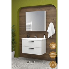 Teta Home Havana 80 cm Mdf Gövde Membran Kapak Banyo Dolabı Seti