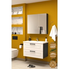 Teta Home Floransa 80 cm Mdf Gövde Membran Kapak Banyo Dolabı Seti