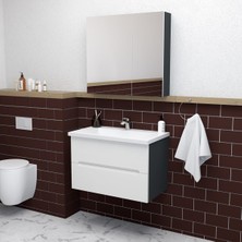 Teta Home Kopenhag 80 cm Mdf Gövde Membran Kapak Banyo Dolabı Seti