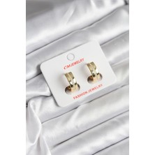 Stillove 14K Gold Renk Kaplama Zirkon Taşlı Halka Model cm Kadın Küpe