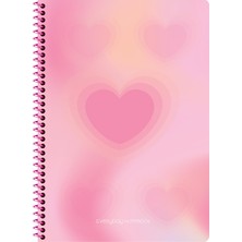 Keskin Color Keskin A4 Çizgili Karton Kapak Spiralli Pastel Kalp Defter - Pembe Kalp