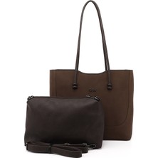 Gönderi(r) Kadın Kahve Süet  Yavrulu Omuz Çantası