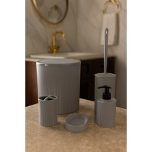 Özbience Şık Gri Banyo Seti 5 Parça, 6 Litre Hacim, Modern ve Fonksiyonel Tasarım
