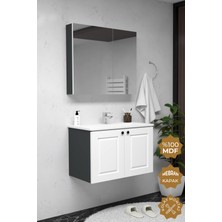 Teta Home Aldera 80 cm Mdf Gövde Membran Kapak Banyo Dolabı Seti