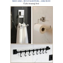 Özbience 3'lü Krom Banyo Seti: Raf, Havlu Askısı ve Tuvalet Kağıtlık