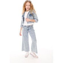 Jena by Miniks Jena Incili Papatya Kız Pantolon - Mavi