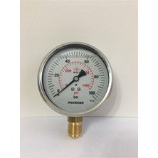 100 mm 100 Bar Alttan Bağlantılı Gliserinli Manometre