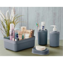 Özbience Şık 4'lü Akrilik Banyo Seti, Gri Renkli, Modern ve Kullanışlı Tasarım