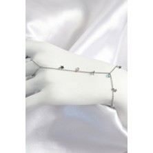 Dktt Pirinç Renkli Zirkon Taşlı Sallantılı Yıldızlı Model Gümüş Renk Kadın Şahmeran - TJ-SN708