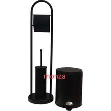 Özbience Şık Mat Siyah Çınar Ayaklı Kolonset ve 6l Çöp Kovası Seti